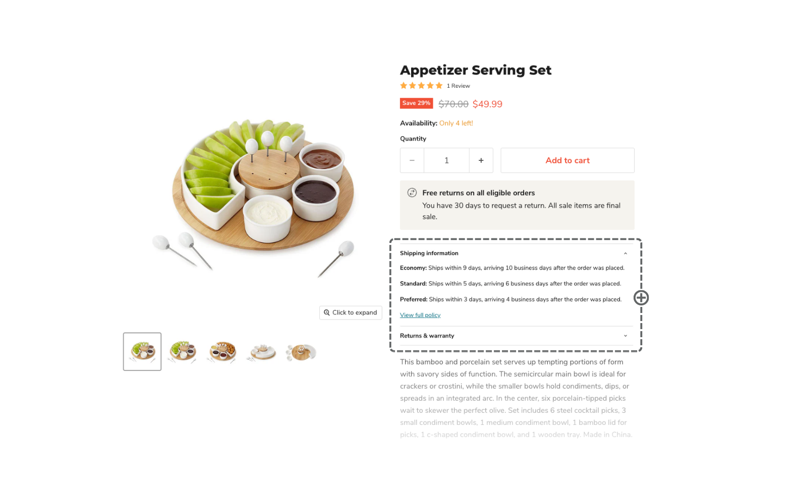 Clean up product pages with collapsible rows