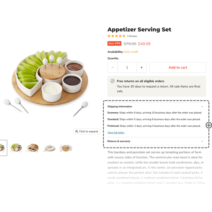 Clean up product pages with collapsible rows