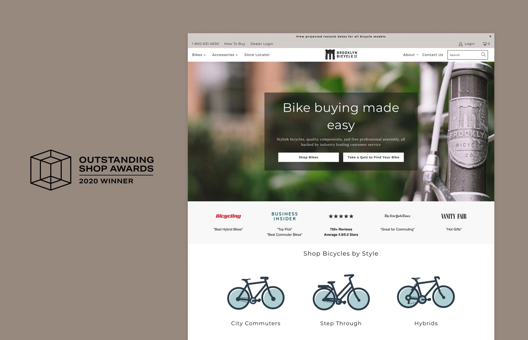 Brooklyn Bicycle Co.: Winner of the Outstanding Shop Award for best sports and recreation online store